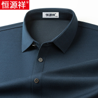 恒源祥男士长袖t恤爸爸上衣春秋季中老年垂感免烫休闲翻领Polo衫