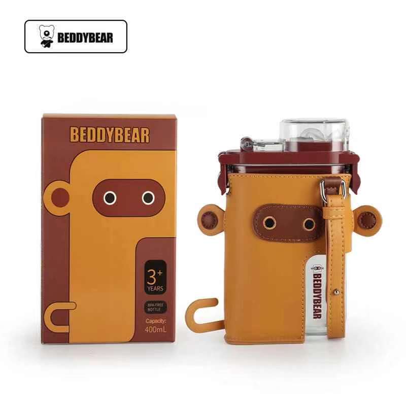 杯具熊儿童水杯夏季吸管杯方形水杯小学生塑料杯耐高温幼儿园卡通杯子