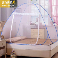 蒙古包蚊帐免安装双家用1.5米双人床1.8m宿舍单人有底拉链蚊帐 三维工匠