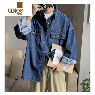 YANXU春季工装牛仔衬衫式夹克男士设计感小众炸街上衣日系复古长袖外套