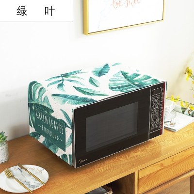 微波炉罩防尘罩防油防水盖布布艺家用烤箱防尘布冰箱防灰尘遮盖巾 绿叶 小双开门冰箱、洗衣机通用(150*60cm)升级防水