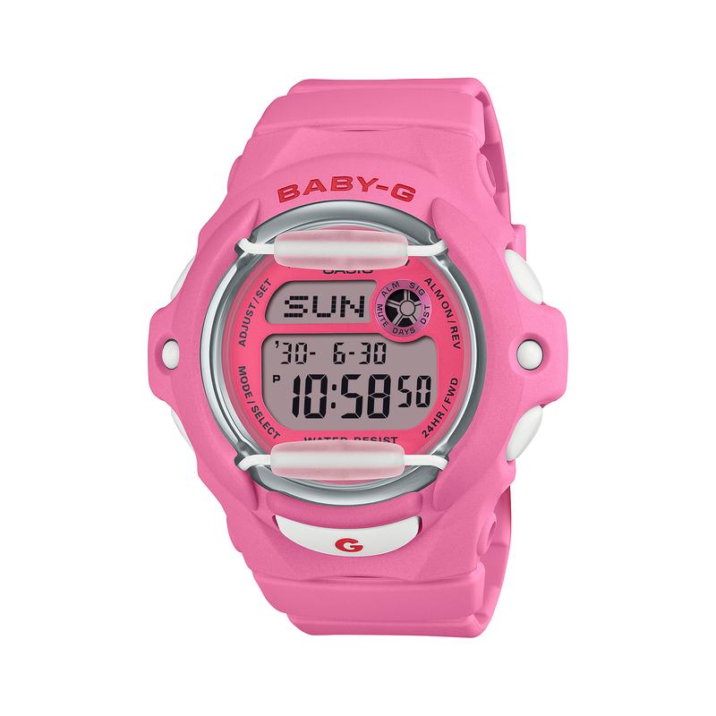 CASIO 男士多彩石英防水运动手表樱桃红点缀