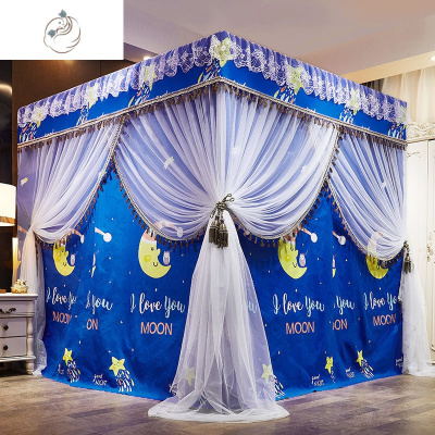 蚊帐家用床帘一体式遮光欧式带支架加密加厚宫廷落地床幔防尘顶布舒适A款全套/晚安-加粗32不锈钢支架1舒适主义蚊帐A款全套/晚安-加粗32不锈钢支架1.8米x2米床