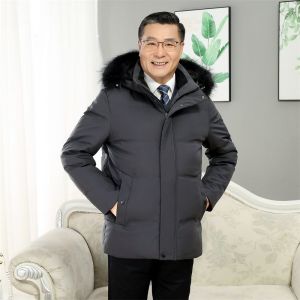 JPDUN新款中老年爸爸羽绒服男爷爷加厚短款老人冬装