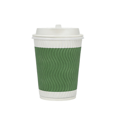 山之只 绿色瓦楞杯 含盖300ml 个