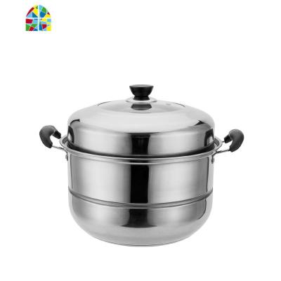 不锈钢加厚复底蒸锅家用汤锅2双三层四五层蒸笼燃气电磁炉 FENGHOU 二层30cm(可视盖/特厚复底)