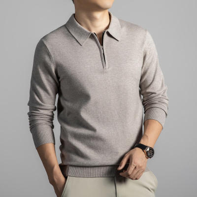 老钱风半拉链翻领毛衣男秋季新款商务通勤休闲针织男士打底衫