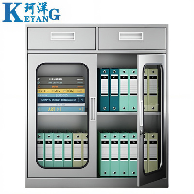 珂洋 不锈钢矮柜 二斗玻门 台