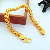 24K镀金霸气手链男 欧币金宽手链子粗龙头坦克手链大镀沙金手表链送女朋友老婆情人节七夕生日礼物