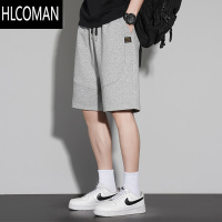 HLCOMAN灰色冰丝短裤男士夏季薄款宽松直筒休闲中裤潮牌美式五分运动裤子