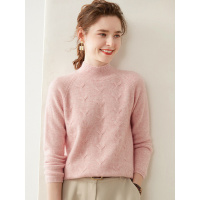 半高领羊绒衫秋冬新款女蝴蝶结型提花打底衫气质长袖短款套头毛衣