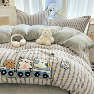 儿童牛奶绒被套单件200x230卡通A类加厚冬季珊瑚绒面宿舍被单被罩