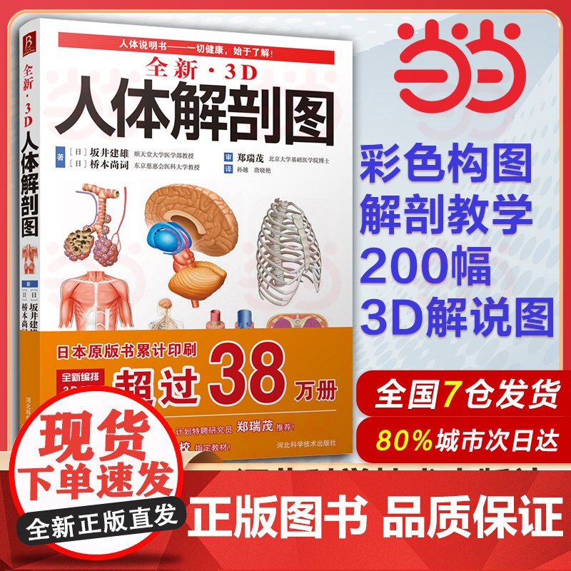 全新3D人体解剖图 人体肌肉解剖运动解剖学断层局部解剖学图谱解剖书教材卫生解剖生理学专业基础医学书运动解剖图谱 书中缘
