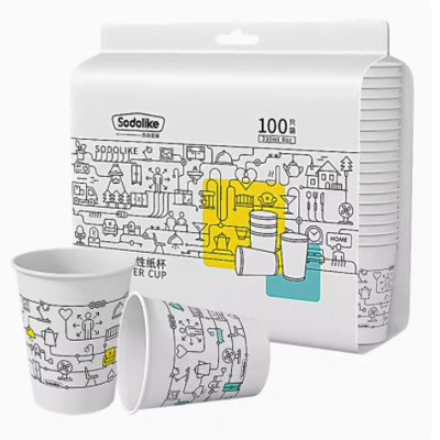 餐禾 一次性杯子尚岛宜家加厚纸杯100只230ML家用办公室喝水咖啡杯 1件装