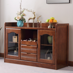 青木川 实木餐边柜小户型客厅餐厅家用备餐柜酒柜靠墙矮柜 1.2米厨房橱柜茶水柜碗柜酒水柜 木质收纳柜 简约现代中式