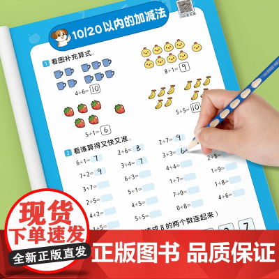 口算天天练10/20/50/100以内加减法练习册幼小衔接每日一练数学教材全套幼儿学前班幼儿园中大班分解与组合十算数本二