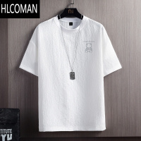 HLCOMAN夏季潮流男生半袖T恤 青年时尚男装宽松上衣冰丝凉感透气短袖体恤