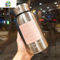 封后保温杯大容量便携简约304不锈钢男女士泡茶水杯子带过滤网壶 FENGH 方块白色字母600ml+布套颜色11A5