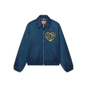 高田贤三(Kenzo)午夜蓝长袖拉链夹克女运动卫衣衬衫领对角口袋粘