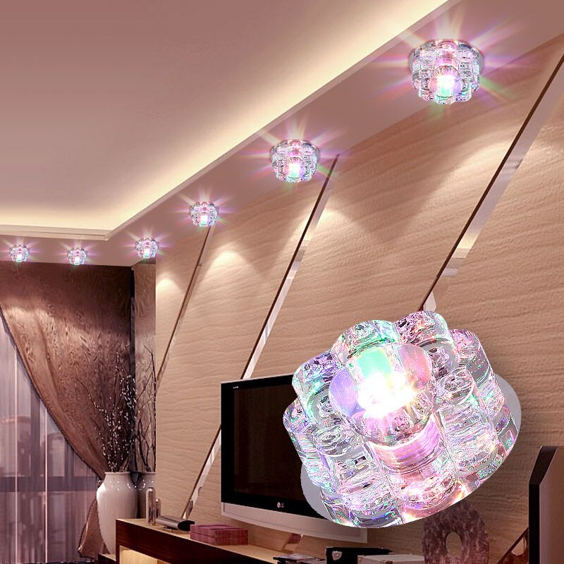 射灯led七彩天花灯闪电客嵌入式水晶过道灯玄关灯客厅吊顶小灯具牛眼