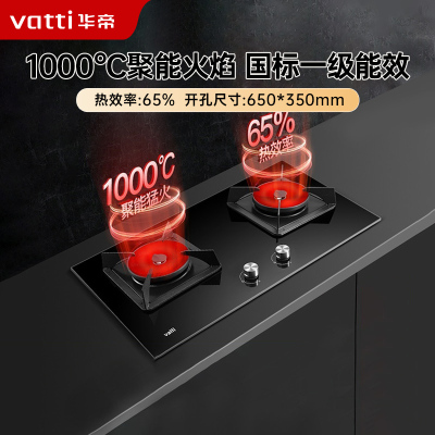 华帝(VATTI)燃气灶台嵌两用式双灶具1000℃高温聚能猛火炉灶天然气 i10086B (无液化气)