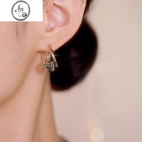 JiMi轻奢小众设计热门可旋转克拉耳钉耳扣女式简约耳环潮流百搭高级感