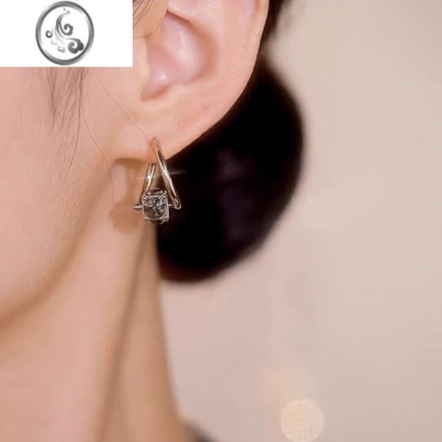 JiMi轻奢小众设计热门可旋转克拉耳钉耳扣女式简约耳环潮流百搭高级感