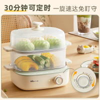 小熊智能定时煮蛋器 黄色不锈钢内胆机械控制多功能蒸煮电器