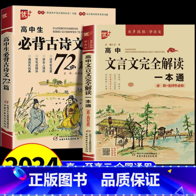 [全套2册]高中文言文+古诗文 高中通用 [正版]高中文言文全解一本通2024完全解读 语文文言文翻译书注释及赏析详解注