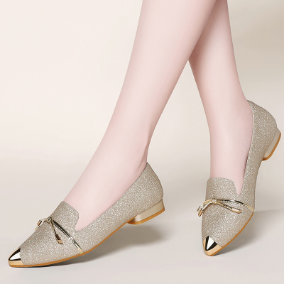 盾狐女鞋新款秋鞋尖头单鞋女秋款温柔鞋仙女平底休闲鞋女百搭瓢鞋QL88075