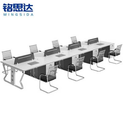 铭思达职员办公桌八人位含柜椅套