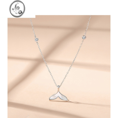 JiMi项链女夏银银锁骨链轻奢ins小众设计感2023年新款鱼尾情人节礼物