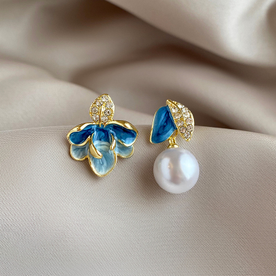 滴釉复古花朵树叶耳钉女气质新中式国风轻奢耳环配饰小众精致耳饰送女朋友老婆情人节七夕生日礼物