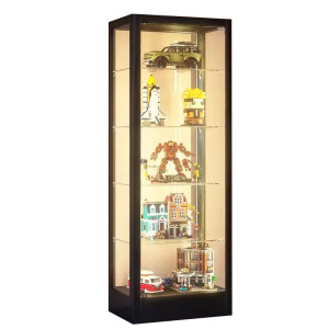 晋舰 透明展柜手办展示柜带灯玻璃柜模型陈列柜单门五层600*400*1800mm
