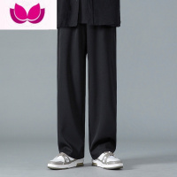 七斓垂坠感西装裤男款宽松直筒大码潮流百搭薄款阔腿休闲长裤子