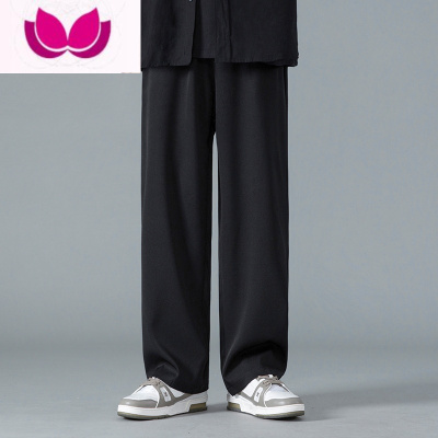 七斓垂坠感西装裤男款宽松直筒大码潮流百搭薄款阔腿休闲长裤子