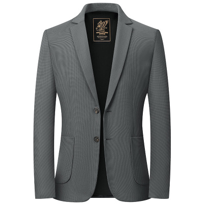 免烫细华夫格锦氨牛奶丝弹力西服男士春夏薄款西装休闲便西男上衣