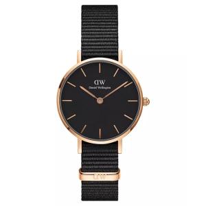 丹尼尔惠灵顿(Daniel Wellington)女士简约黑色机械表28mm皮革表带优雅时尚日常腕表