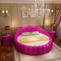 新款 圆床 公主床南瓜双人床婚床 电动圆床圆形2人酒店用木布艺床