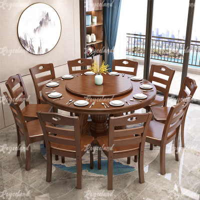 洛诗莲 (RoyceLand) 实木餐桌圆形餐桌椅组合1.6米圆桌10把餐椅
