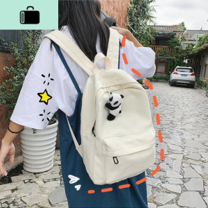 书包女ins风 日系简约潮流校园背包高中生大学生韩版双肩包女帆布NEW LAKE