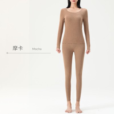 德绒无痕保暖内衣女士内穿发热秋冬新款加厚加绒打底秋衣秋裤套装