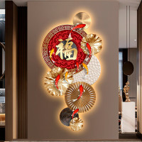 维诺亚新中式玄关装饰画九鱼图led带灯画轻奢中国福走廊过道氛围壁画