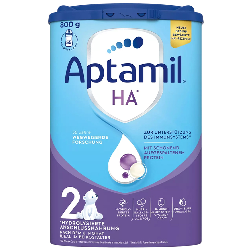 Aptamil德国原装进口爱他美HA适度水解2段6个月以上婴儿配方奶粉800g