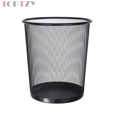 toptzy TZ4022203 网状圆形垃圾桶铁艺垃圾篓无盖纸篓 黑色大号