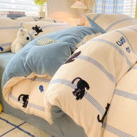 牛奶绒被套单件150x200x230秋冬珊瑚绒床单被套床笠款床品四件套_190