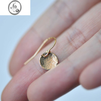 JiMi14K包金小圆片圆圈超闪耳环耳钩女欧美简约气质时尚手工设计耳钉