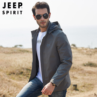 jeep旗舰官方正品连帽夹克男青年男士外套春秋款休闲宽松上衣男装