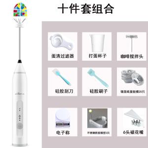 打蛋器USB充电电动家用小型自动手持奶油打发机烘焙工具 FENGHOU 十件套组合(白色)