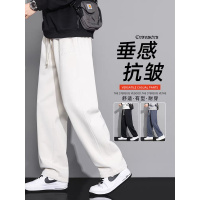 美式潮牌休闲裤男士秋季直筒宽松阔腿裤秋冬新款针织运动长裤